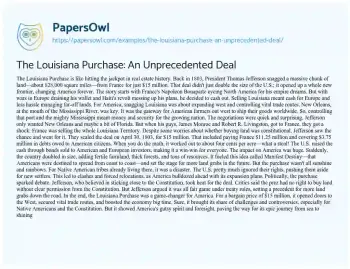 Essay on The Louisiana Purchase: an Unprecedented Deal