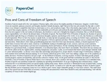 Essay on Pros and Cons of Freedom of Speech