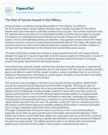 Essay on The Rise of Sexual Assault in the Military