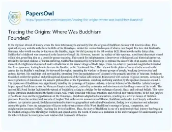 Essay on Tracing the Origins: where was Buddhism Founded?