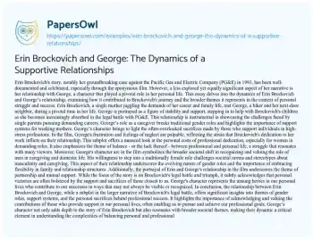 Essay on Erin Brockovich and George: the Dynamics of a Supportive Relationships