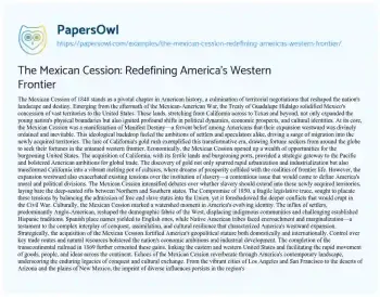 Essay on The Mexican Cession: Redefining America’s Western Frontier