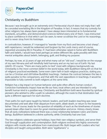 Essay on Christianity Vs Buddhism