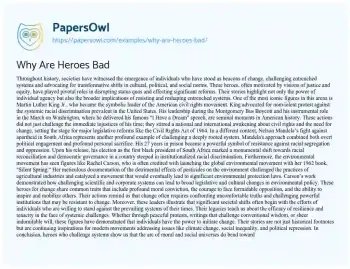 Essay on Why are Heroes Bad