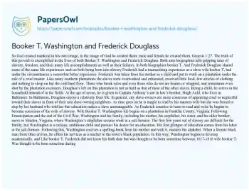 Essay on Booker T. Washington and Frederick Douglass