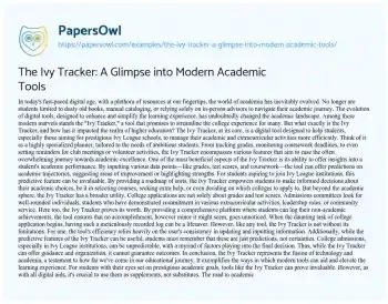 Essay on The Ivy Tracker: a Glimpse into Modern Academic Tools