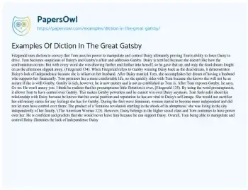 Essay on Examples of Diction in the Great Gatsby