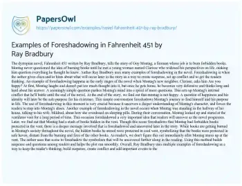 Essay on Examples of Foreshadowing in Fahrenheit 451 by Ray Bradbury