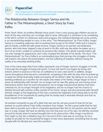 Essay on The Relationship between Gregor Samsa and his Father in the Metamorphosis, a Short Story by Franz Kafka