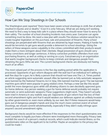 Essay on How Can we Stop Shootings in our Schools