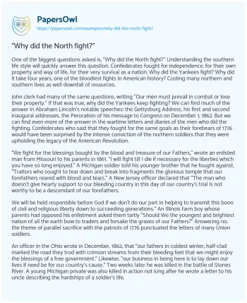 Essay on “Why did the North Fight?”