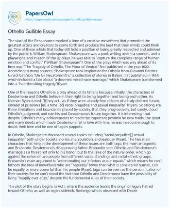 Essay on Othello Gullible Essay