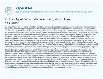 Essay on Philosophy of “Where are you Going, where have you Been”