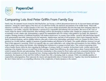 Essay on Comparing Lois and Peter Griffin from Family Guy