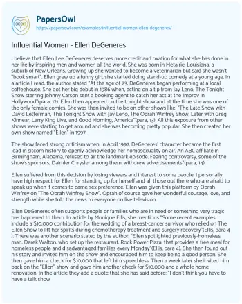 Essay on Influential Women – Ellen DeGeneres