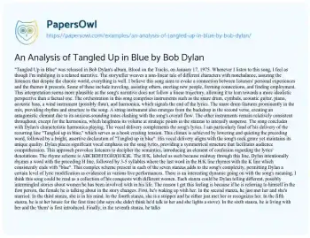 Essay on An Analysis of Tangled up in Blue by Bob Dylan