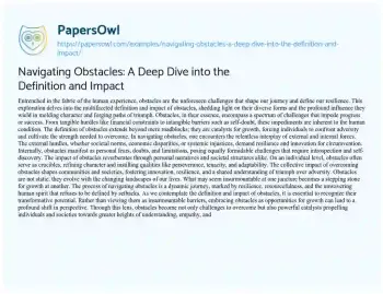 Essay on Navigating Obstacles: a Deep Dive into the Definition and Impact