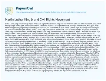 Essay on Martin Luther King Jr and Civil Rights Movement