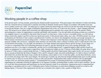 Essay on Working People in a Coffee Shop