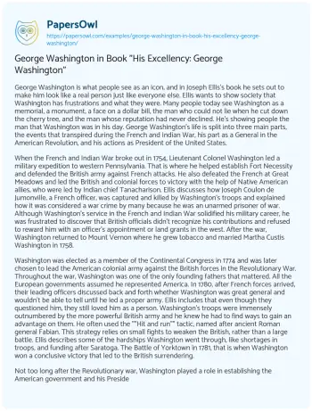 Essay on George Washington in Book “His Excellency: George Washington”