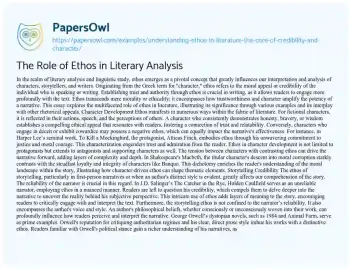 Essay on The Role of Ethos in Literary Analysis