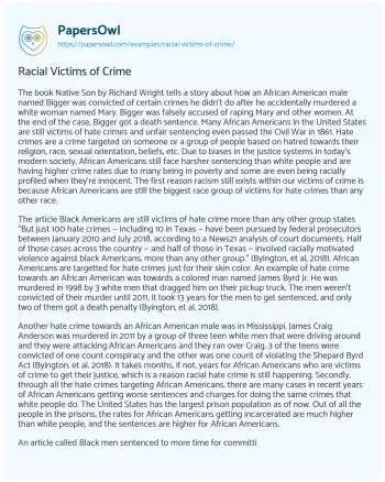 Essay on Racial Victims of Crime