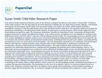 Essay on Susan Smith Child Killer Research Paper