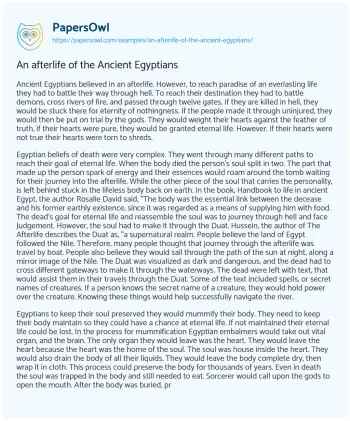 Essay on An Afterlife of the Ancient Egyptians