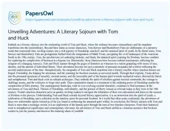 Essay on Unveiling Adventures: a Literary Sojourn with Tom and Huck