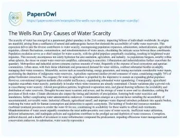 Essay on The Wells Run Dry: Causes of Water Scarcity