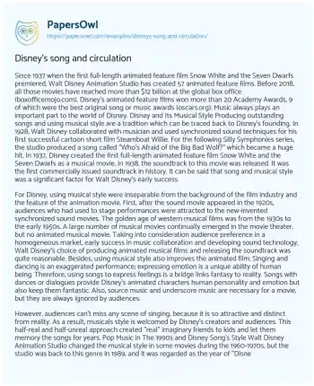 Essay on The Melodic Legacy of Disney