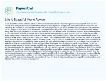 Essay on Life is Beautiful Movie Review