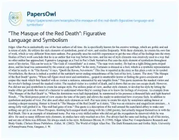 Essay on “The Masque of the Red Death”: Figurative Language and Symbolism