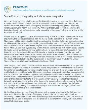 Essay on Some Forms of Inequality Include Income Inequality