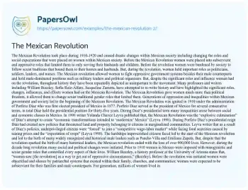 Essay on The Mexican Revolution