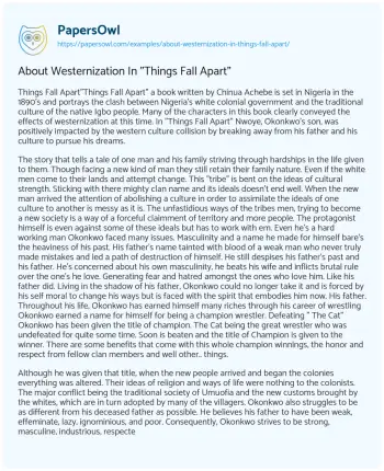 Essay on About Westernization in “Things Fall Apart”