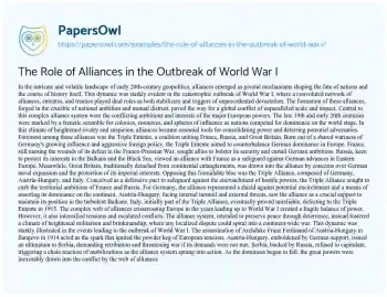 Essay on The Role of Alliances in the Outbreak of World War i