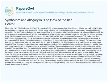 Essay on Symbolism and Allegory in “The Mask of the Red Death”