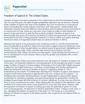 Essay on Freedom of Speech in the United States