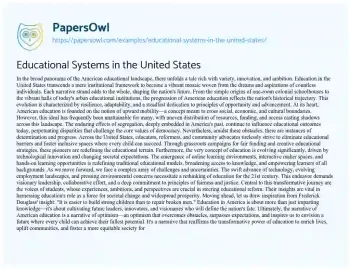 Essay on Educational Systems in the United States