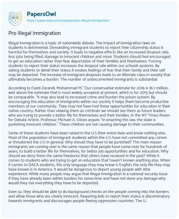 Essay on Pro Illegal Immigration