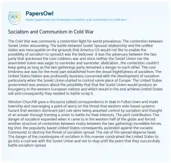 Essay on Socialism and Communism in Cold War