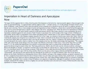 Essay on Imperialism in Heart of Darkness and Apocalypse Now