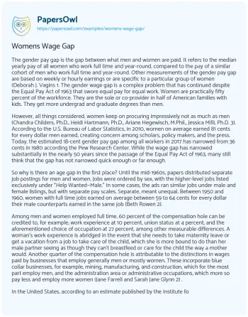 Essay on Womens Wage Gap