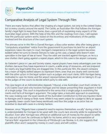 Essay on Comparative Analysis of Legal System through Film 