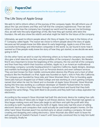 Essay on The Life Story of Apple Group