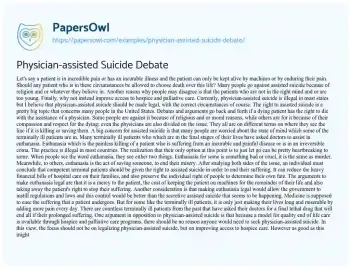 Essay on The Right to Die: a Compassionate Choice for the Terminally Ill