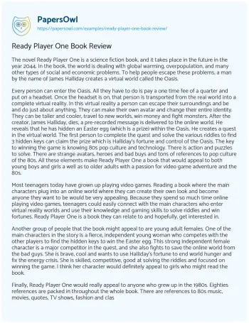 Essay on Ready Player One Book Review