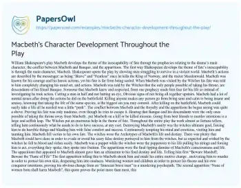 Essay on Macbeth’s Character Development Throughout the Play