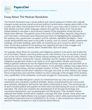 Essay on Essay about the Mexican Revolution